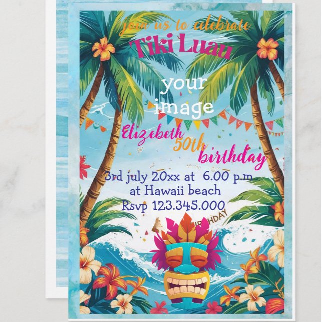 playa tropical tiki luau personalizada Invitación (Subido por el creador)