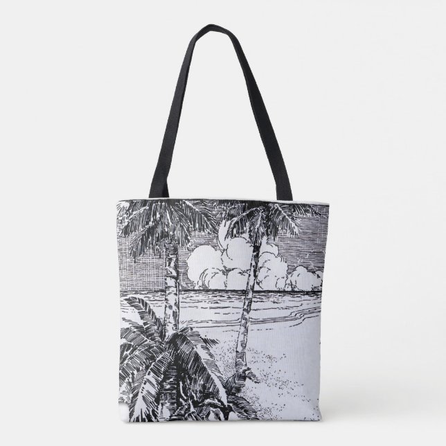 Playa Tropical Vintage personalizado Con Bolsa De  (Reverso)
