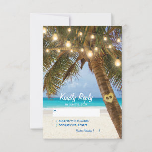 Playa tropical y luces de cadena Boda RSVP