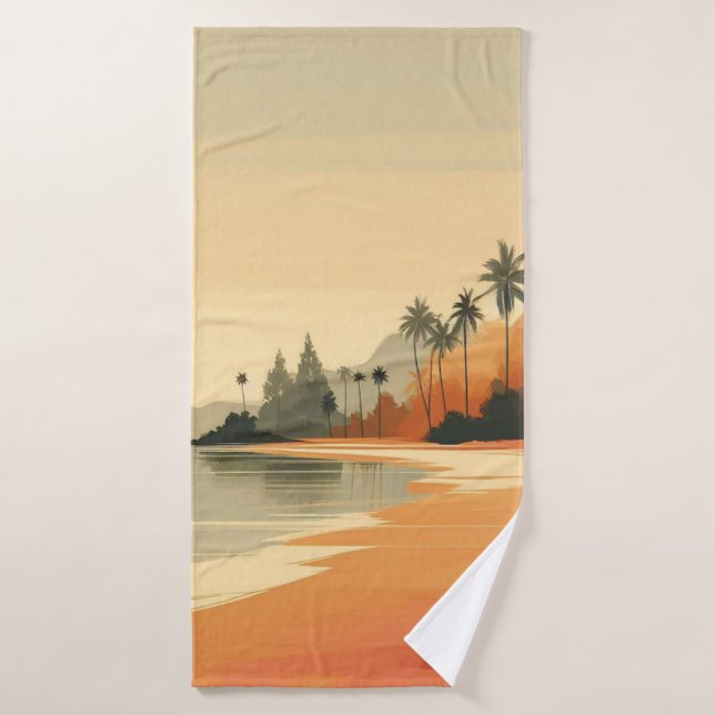 Playa vintage/retro/tropical (Toalla de baño)
