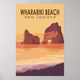 Playa Wharariki Nueva Zelanda Viaje Arte Vintage