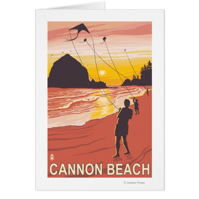 Playa y Cometas - Playa de Cannon, Oregón (Frente)