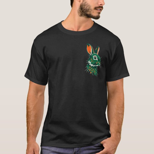 Playas camisetas de Ilustracion de Conejo Verde Fo (Anverso)