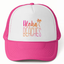 Playas de Aloha | Sombrero para camiones rosa y Na