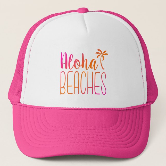Playas de Aloha | Sombrero para camiones rosa y Na (Anverso)