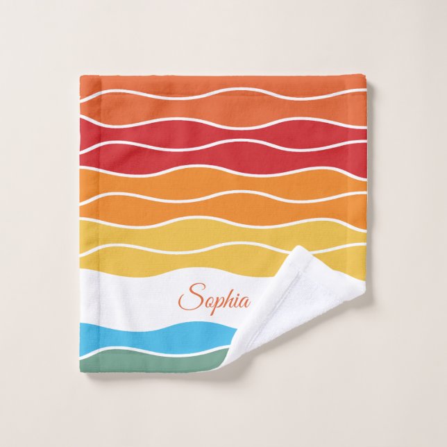Playas de arcoiris retro para productos Personaliz (Toallita)