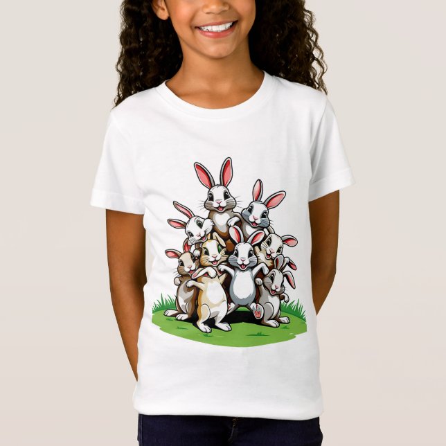 Playas de conejos saltando el diseño de camisetas (Anverso)
