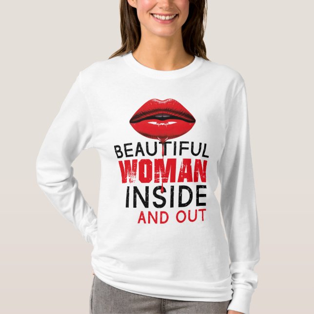 Playera básica de mangas largas Beautiful Woman (Anverso)