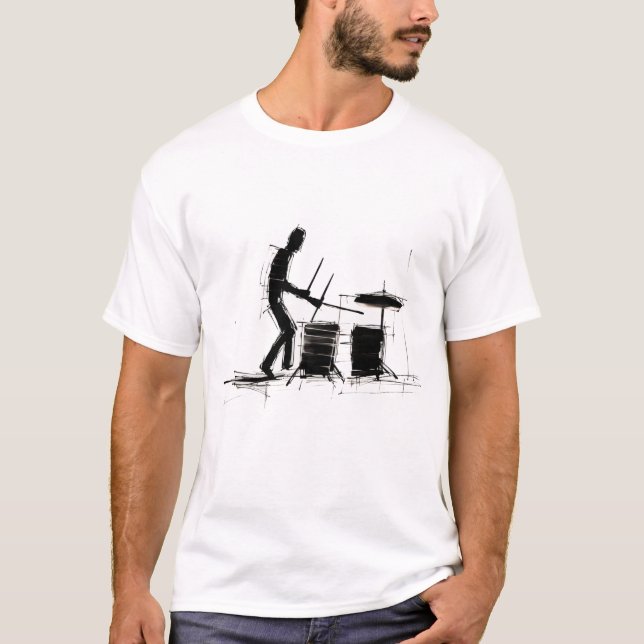 Playera Básica para hombre T-Shirt  Baterista (Anverso)