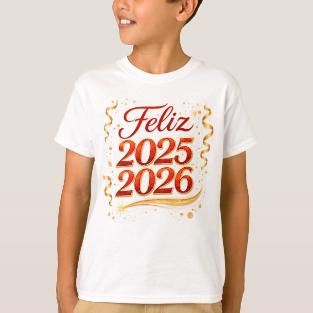 Playera Básica para Niño con Diseño “Feliz 2025-20 (Anverso)