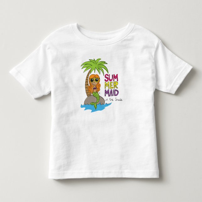Playera Blanca de Sirena Linda para Niños Pequeños (Anverso)