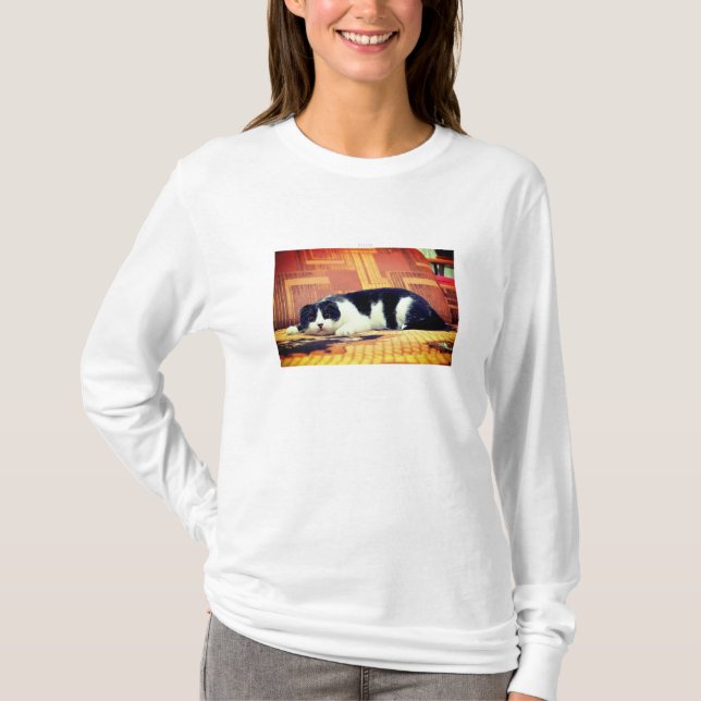 Playera Cats básica de mangas largas para mujer (Anverso)