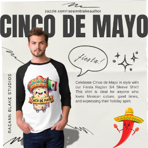 Playera Cincho de Mayo Fiesta Raglan Manga 3/4