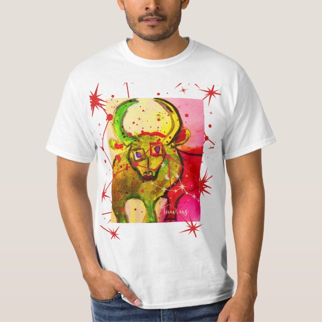 playera con acuarela original digitalizada tauro (Anverso)