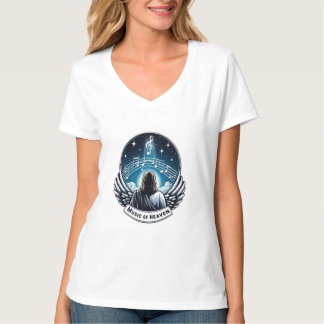 Playera con cuello en V con punto de jersey T-Shir