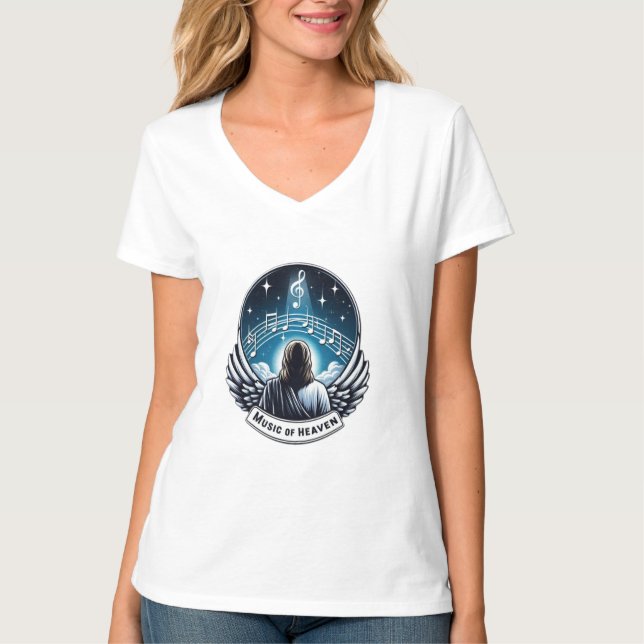 Playera con cuello en V con punto de jersey T-Shir (Anverso)