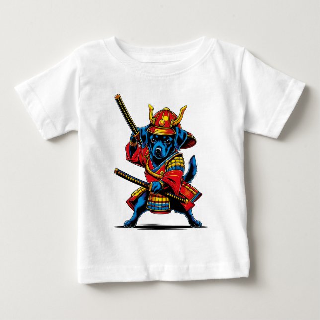 Playera con punto de jersey Perrito Samurái (Anverso)