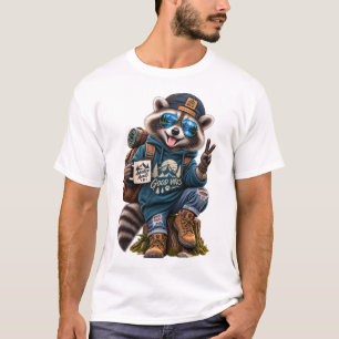 Playera de aventura con mapache genial y buenas vi