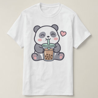 Playera de la taza de té con burbujas del panda li
