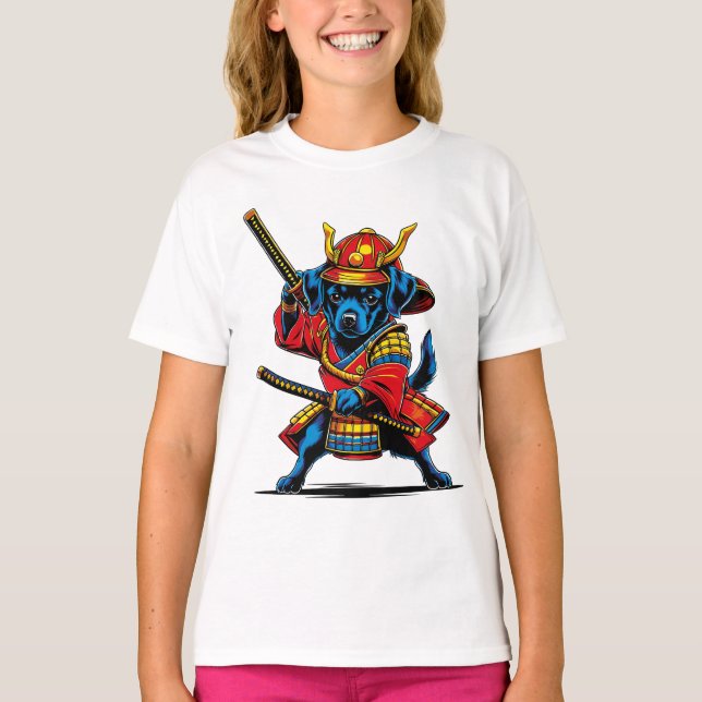 Playera de niñas Perrito Samurái (Anverso)