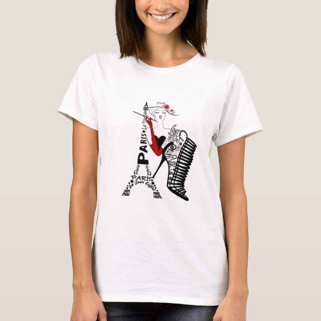 Playera de parís chic con mujer (Anverso)
