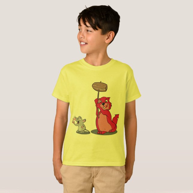 Playera gráfica de Cool Red Cat y Mouse Boys - Div (Anverso completo)