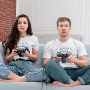 Playera gris elegante para juegos Power Duo