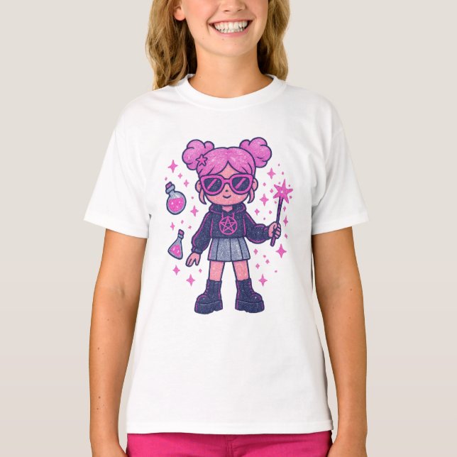 Playera Kawaii Pink Witchy – Cute Magical T-shirt (Anverso)