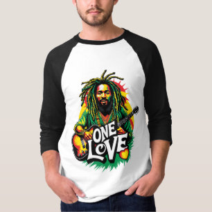 Playera manga 3/4 One Love el Rey del Reggae