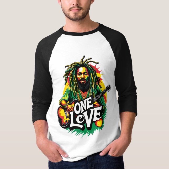 Playera manga 3/4 One Love el Rey del Reggae (Anverso)