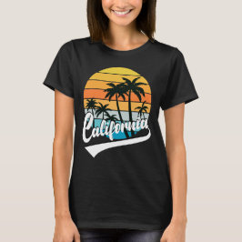 Playera negra de mujer California Retro Sunset