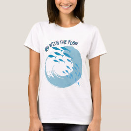 playera ola de agua y peces, fluye como el agua
