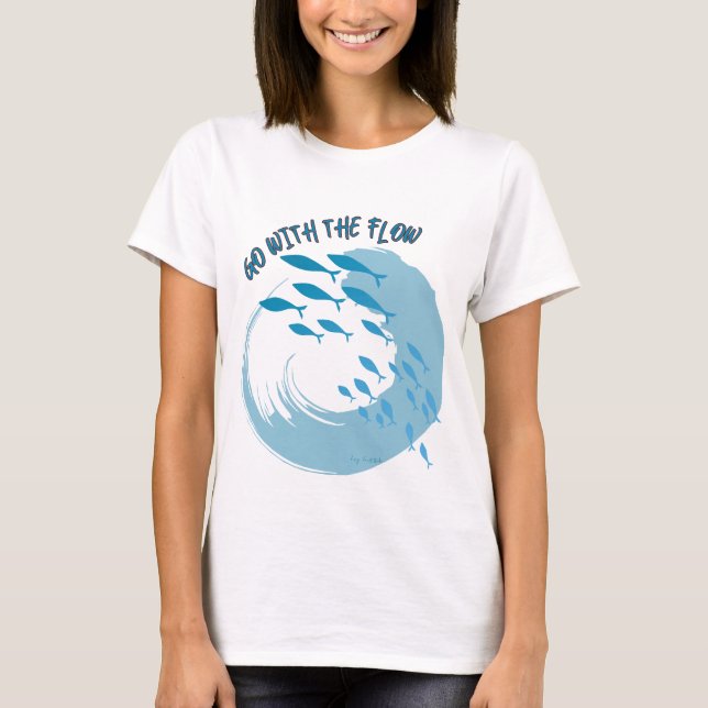playera ola de agua y peces, fluye como el agua (Anverso)