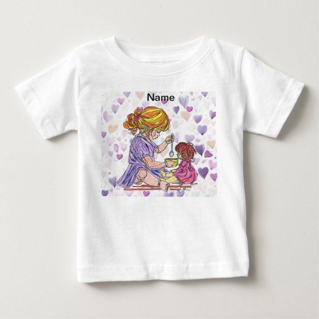 Playera para niña pequeña y muñeca bebé (Anverso)