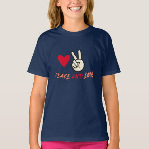 Playera para Niñas Peace and Love   Corazón y Chíc