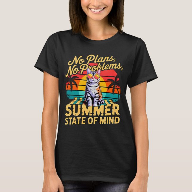 Playera Retro para Mujer Summer Cat Sin Planes (Anverso)