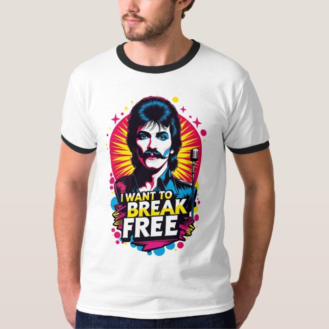 Playera ringer I Want to Break Free (Anverso)