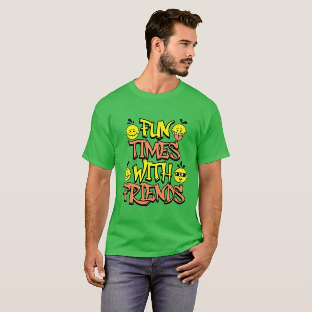 Playera Verde Neon "Diversión con Amigos" para Hom (Anverso completo)