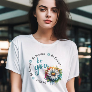 Playera Watercolor Flower Design and Motivacional