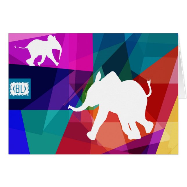 Playful baby elephant horizontal card (Anverso (Horizontal))