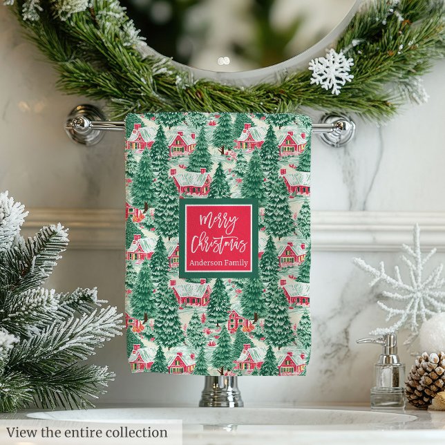 Playful bright pink green Christmas preppy towel (Playful bright pink green Christmas preppy towel )