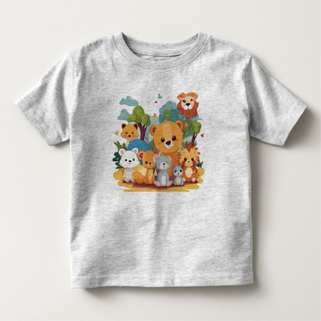 Playful Cute Animal Friends Toddler Fine Jersey  (Anverso)
