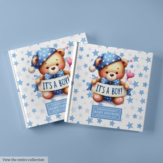 Playful Es un libro de invitados para niños con du (Playful It’s a boy guest book for baby shower)