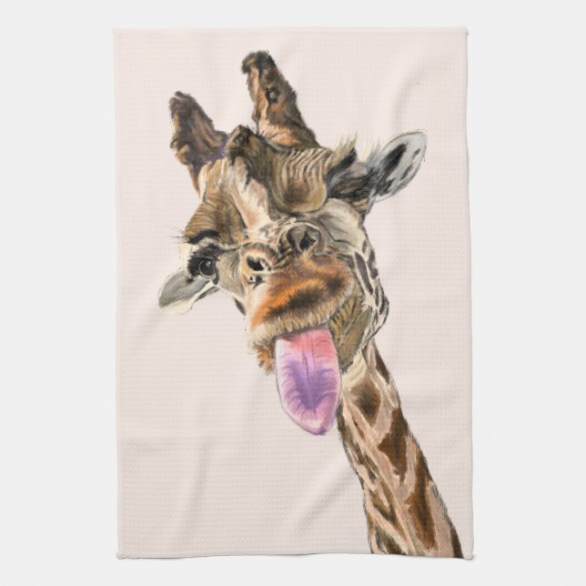 Playful Giraffe Funny Kitchel Toalla (Vertical)