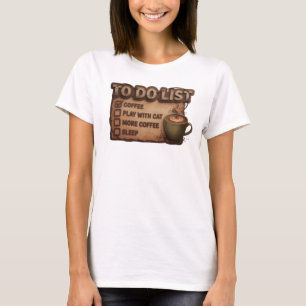 Playful Orange COFFEE JUEGA CON GATO Camiseta de M
