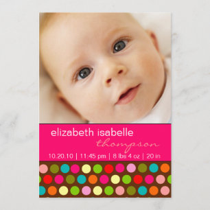 Playful Polka Dots Baby Girl Invitación de foto