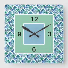 Plaza blanca verde azul, reloj de pared