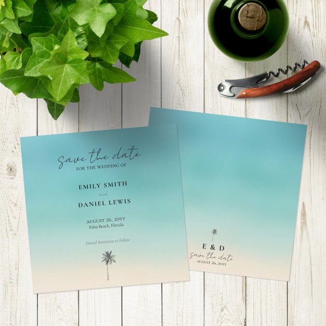 Plaza De Bodas De Playa 🏝️ Guardar La Tarjeta De  (Beach Wedding Square 🏝️ Save The Date Card
)