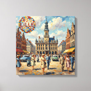 Plaza de la ciudad de Lille Francia Lienzo estirad