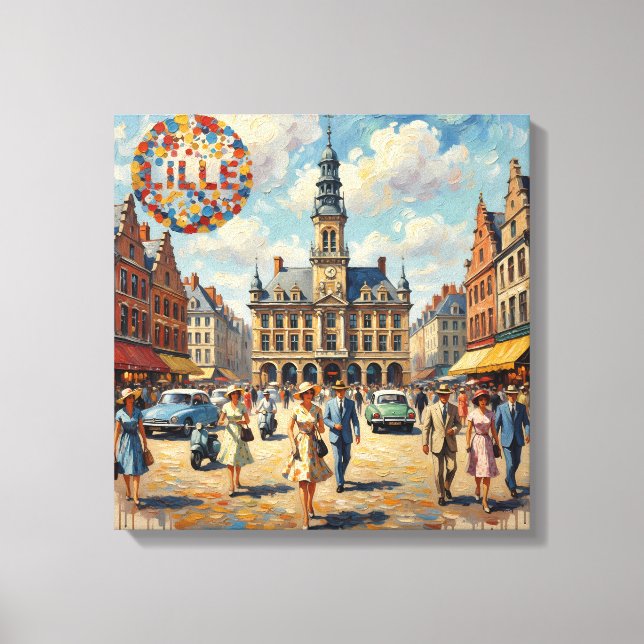 Plaza de la ciudad de Lille Francia Lienzo estirad (Anverso)